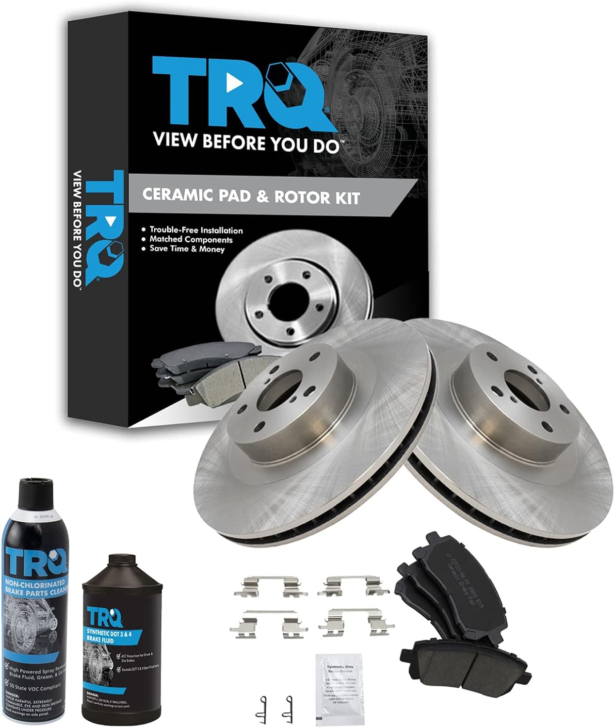 TRQ Front Brake Pad & Rotor Kit Brake Chemical Kit Brake Pads Brake Rotor Ceramic Compatible with 2002-2003 Subaru Impreza 2001-2002 Legacy 2001 Outback