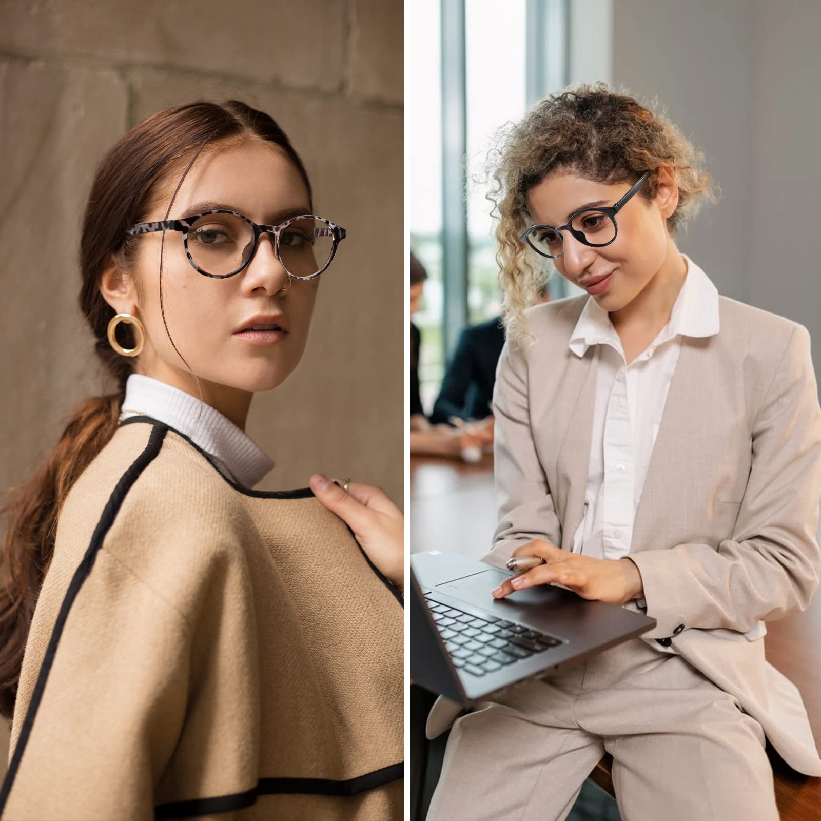 Przene 4 gafas de bloqueo de luz azul para hombres y mujeres, retro, redondas, para juegos de ordenador, antifatiga ocular, UV/deslumbramiento