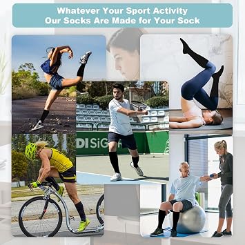 2 Pairs Zipper Compression Socks, 15-20mmHg Closed Toe Knee High Compression Stockings for Women and Men, Support Socks for Running, Yoga