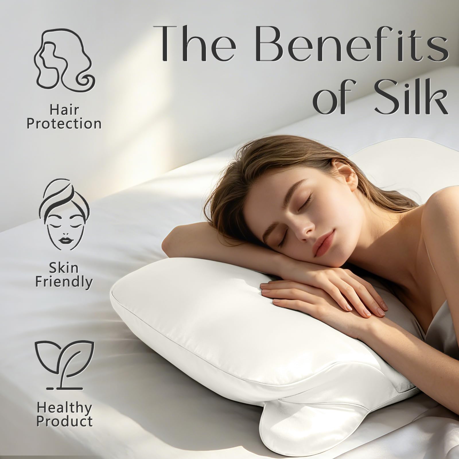 ZIMASILK 100% 22 Momme Pure Mulberry Silk Cervical Pillow Case, Ivory