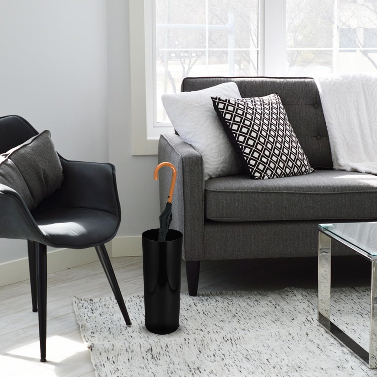 HEMOTON Soporte para Paraguas Alto de Plástico 15 Cm Diámetro X 40 Cm Alto, Paragüero de Interior Portátil para Entrada Hogar y Hotel, Cubo Organizador de Paraguas Resistente al Agua