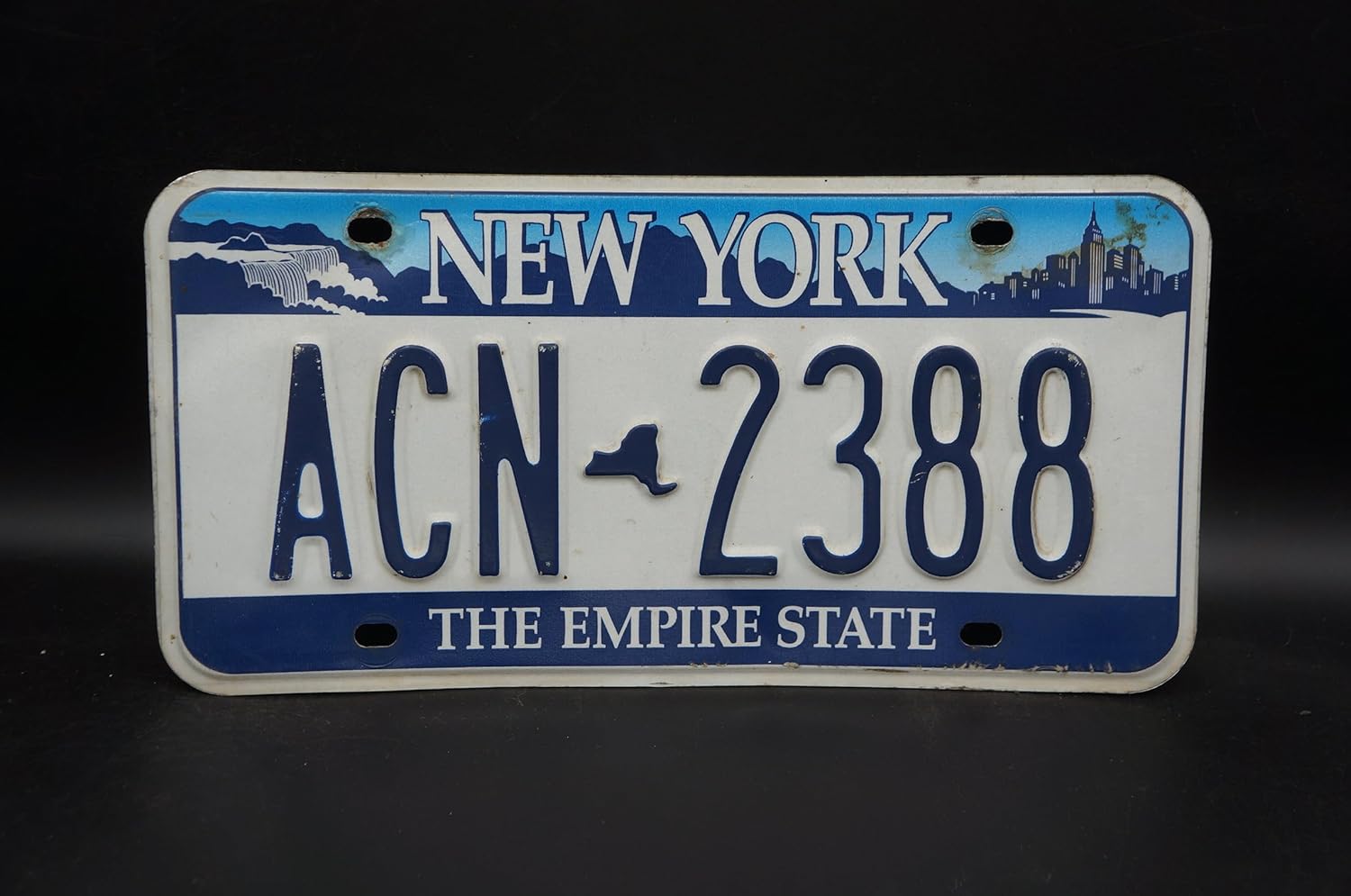 Authentic New York License Plate Tag. Various Designs - Yellow Empire State, Statue of Liberty, Excelsior, Niagara Falls. Great for Decoration, Garages, Unique Gifts, Man Caves. (Yellow)