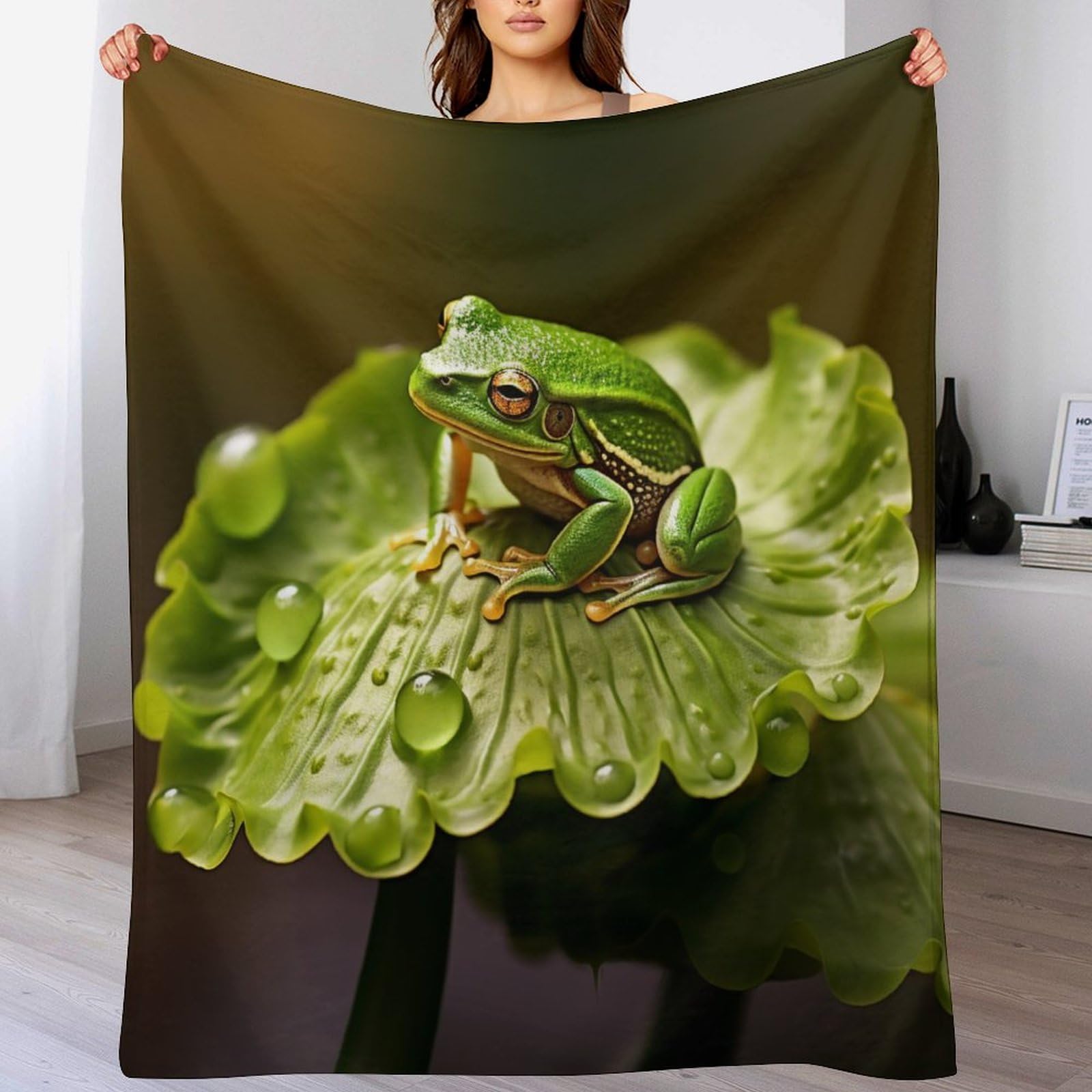 Couverture polaire grenouille chaude et moelleuse pour canapé et chambre