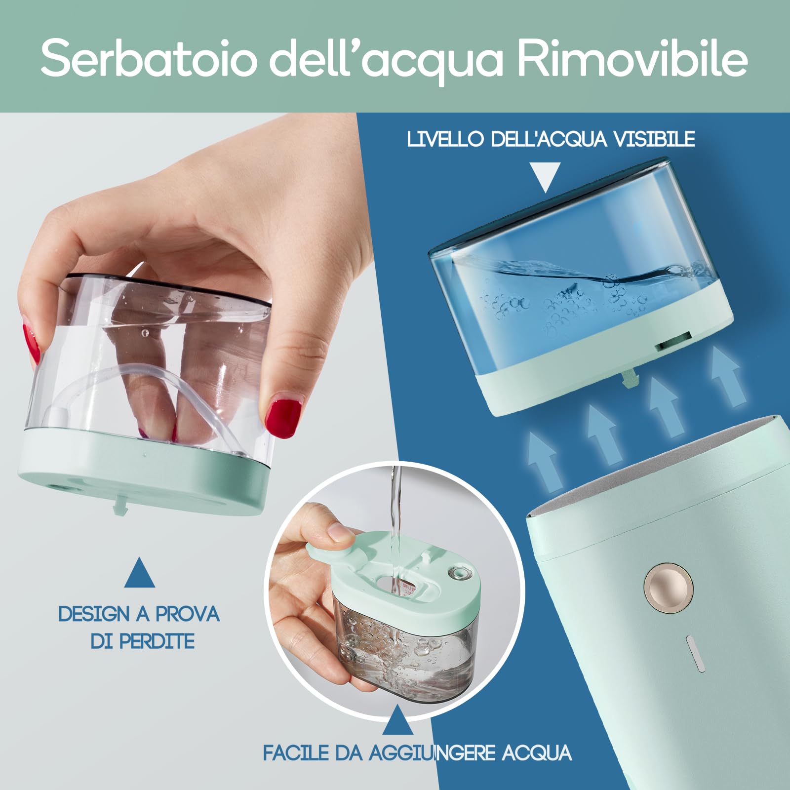 Newbealer Ferro da Stiro Verticale, Stiratrice Verticale Portatile Pieghevole, 1200W 2 Livelli di Vapore, Riscaldamento Rapido 20s e Serbatoio dell'acqua Estraibile da 180ml per Viaggio Casa, verde
