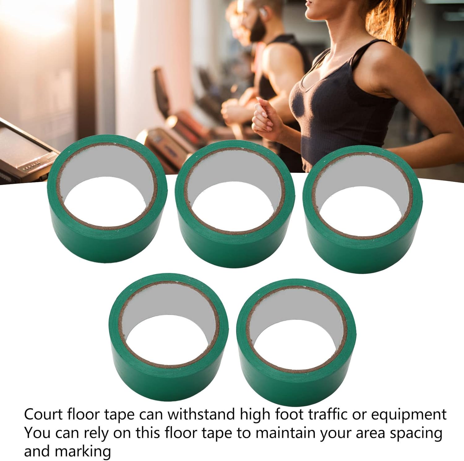 5Pcs Floor Marking Tape, Gym Floor Tape, Basketball Court Floor Tape for Schools, Gyms, Businesses, Recreation Centers and More