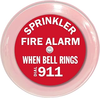 Fire Sprinkler Alarm Bell Sign 7" Round | Reads “Sprinkler Fire Alarm, When Bell Rings Dial 911” | Universal Fit for Fire Alarm Bells 6" to 10" | Easily Installs to Existing Bolt