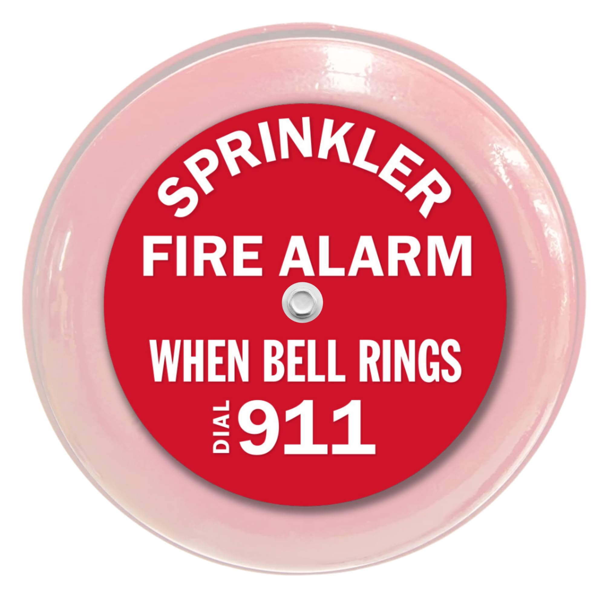RepelFire Fire Sprinkler Alarm Bell Sign 7" Round | Reads “Sprinkler Fire Alarm, When Bell Rings Dial 911” | Universal Fit for Fire Alarm Bells 6" to
