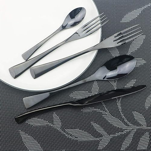 Miniatura 2 de JASHII Juego de cubiertos de tenedor de postre con acabado brillante, 8 piezas de acero inoxidable pesado, juego de utensilios de cocina para 8,