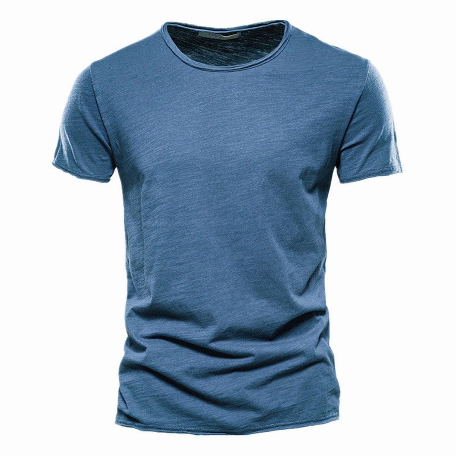 T-shirt col en V homme bleu denim élégance coupe européenne d'été XXL