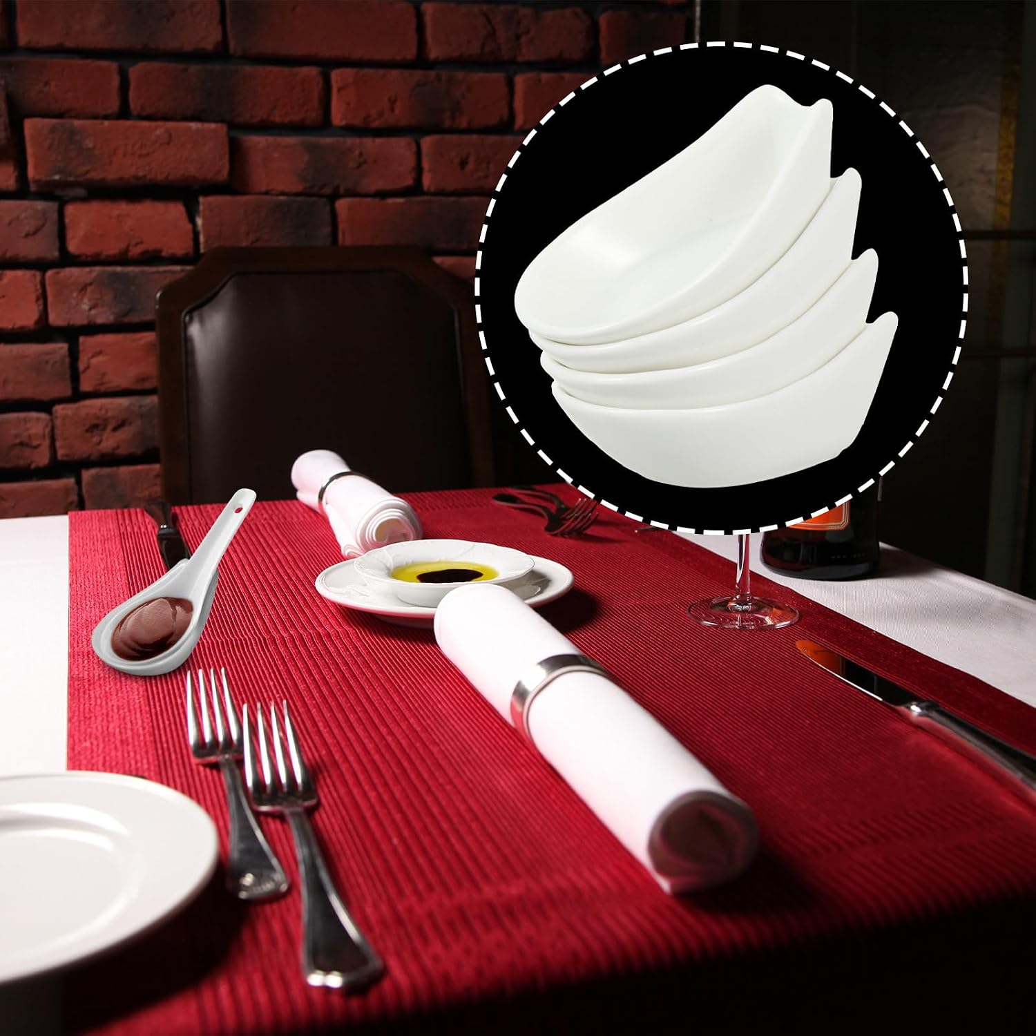 4 Pack Ceramic Spoon Rests for Kitchen and Dining White image 4