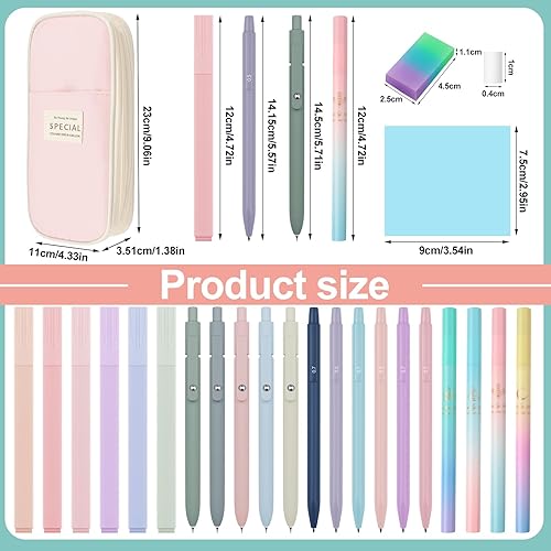 Miniatura 2 de Harloon 40 piezas de suministros escolares estéticos, incluye estuche de gran capacidad, resaltador pastel, bolígrafo de tinta de secado rápido,