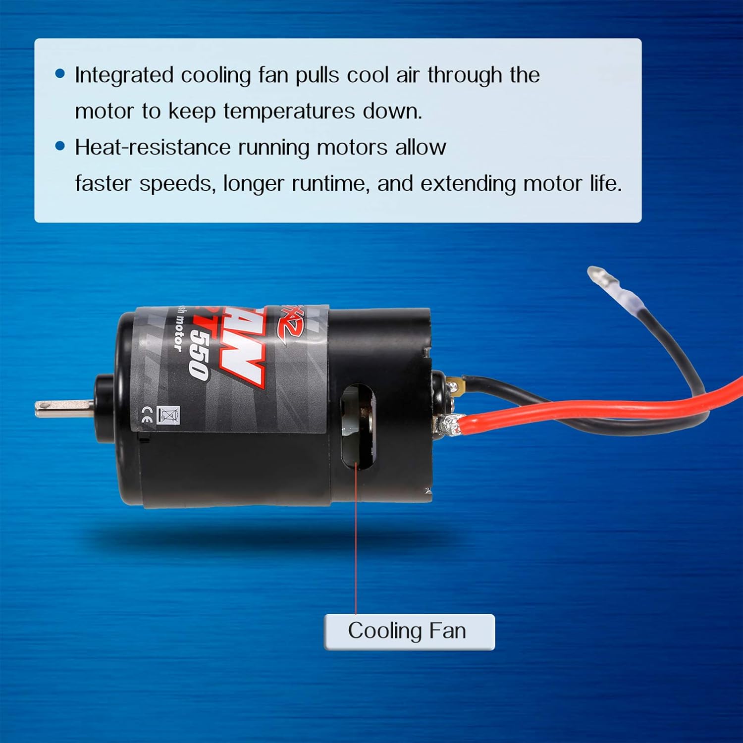 HUIOP RC Motor, 550 12T Brushed Motor with 60A/360A ESC Brushed Electric Speed Controller 6V/2A for Racing Car Truck Replacement for TRAX4 1/10