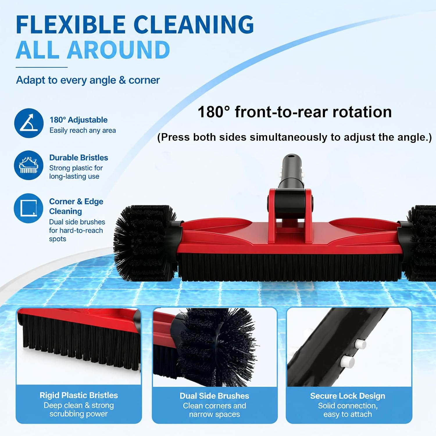16.5" Swimming Pool Brush Head for Cleaning Pool Walls