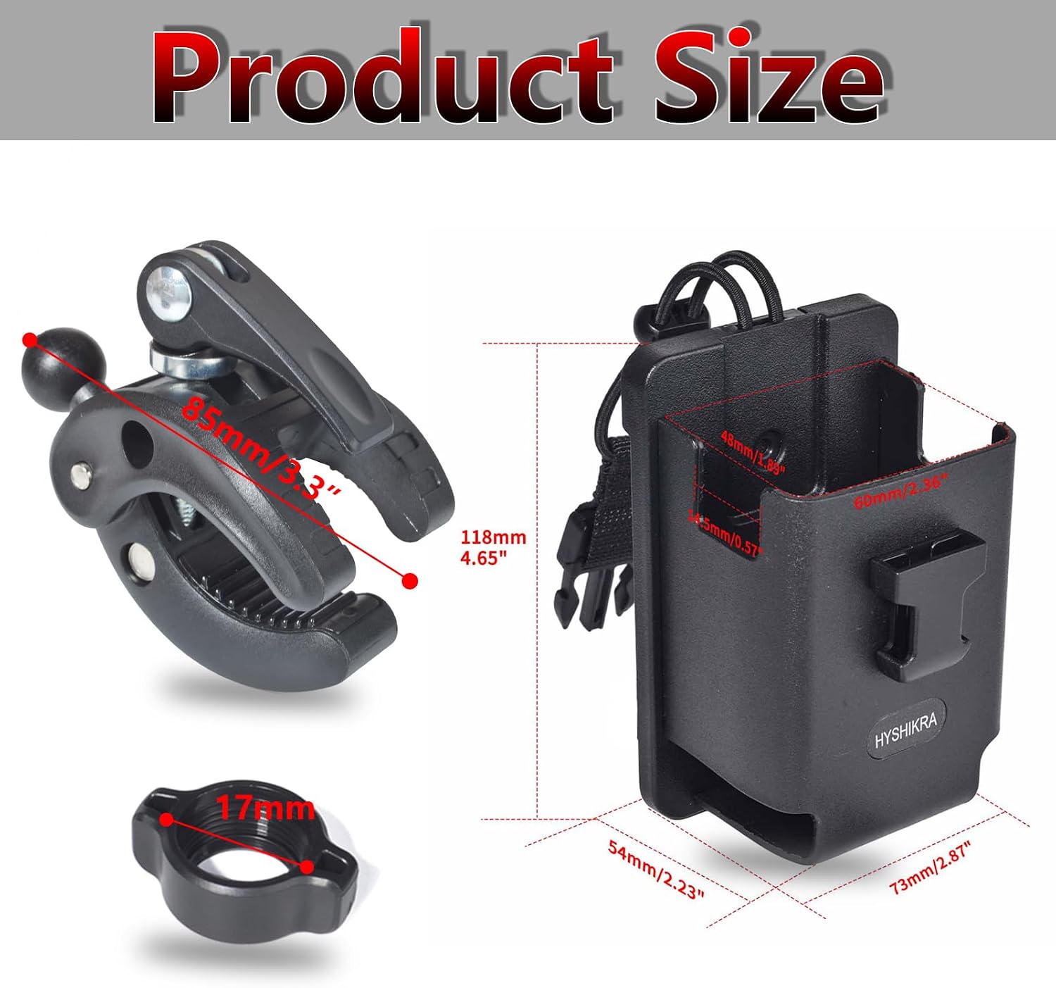 Universal Radio Clamp Mount Base, Fit Handlebar Rail 0.6'' to 1.77'' in Diameter for Baofeng UV5R Motorola Midland Kenwood Yaesu Midland CB Handheld Radio