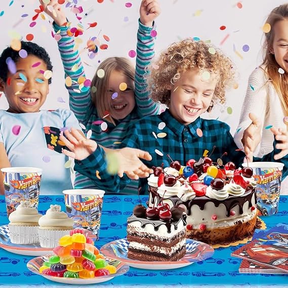 Racing Hot Car Birthday Tableware, 80PCS Racing Car Party Tableware Set, Suitable for Theme Birthday Party Decorations for 20 People