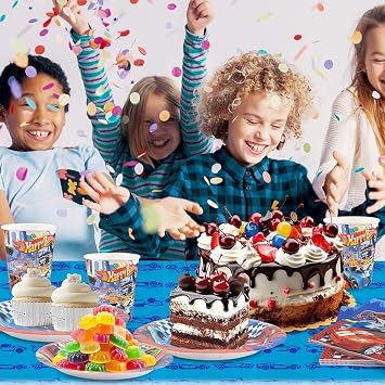 Racing Hot Car Birthday Tableware, 80PCS Racing Car Party Tableware Set, Suitable for Theme Birthday Party Decorations for 20 People