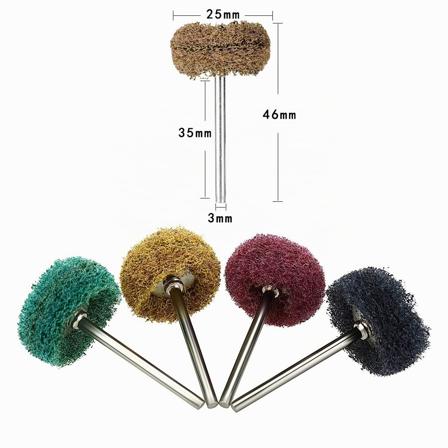 Set 40 ruote abrasive 25 mm lucidatura utensili rotanti Dremel gambo 3 mm