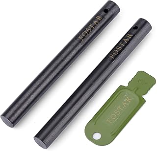 FOSTAR 2PCS Upgrade Ferro Rod Flint Fire Starter, 1/2 Inch X 5 Inch Thick Fire Steel Rod with a Scraper Drilled A Lanyard Hole Perfect for Camping, Hiking, Survival