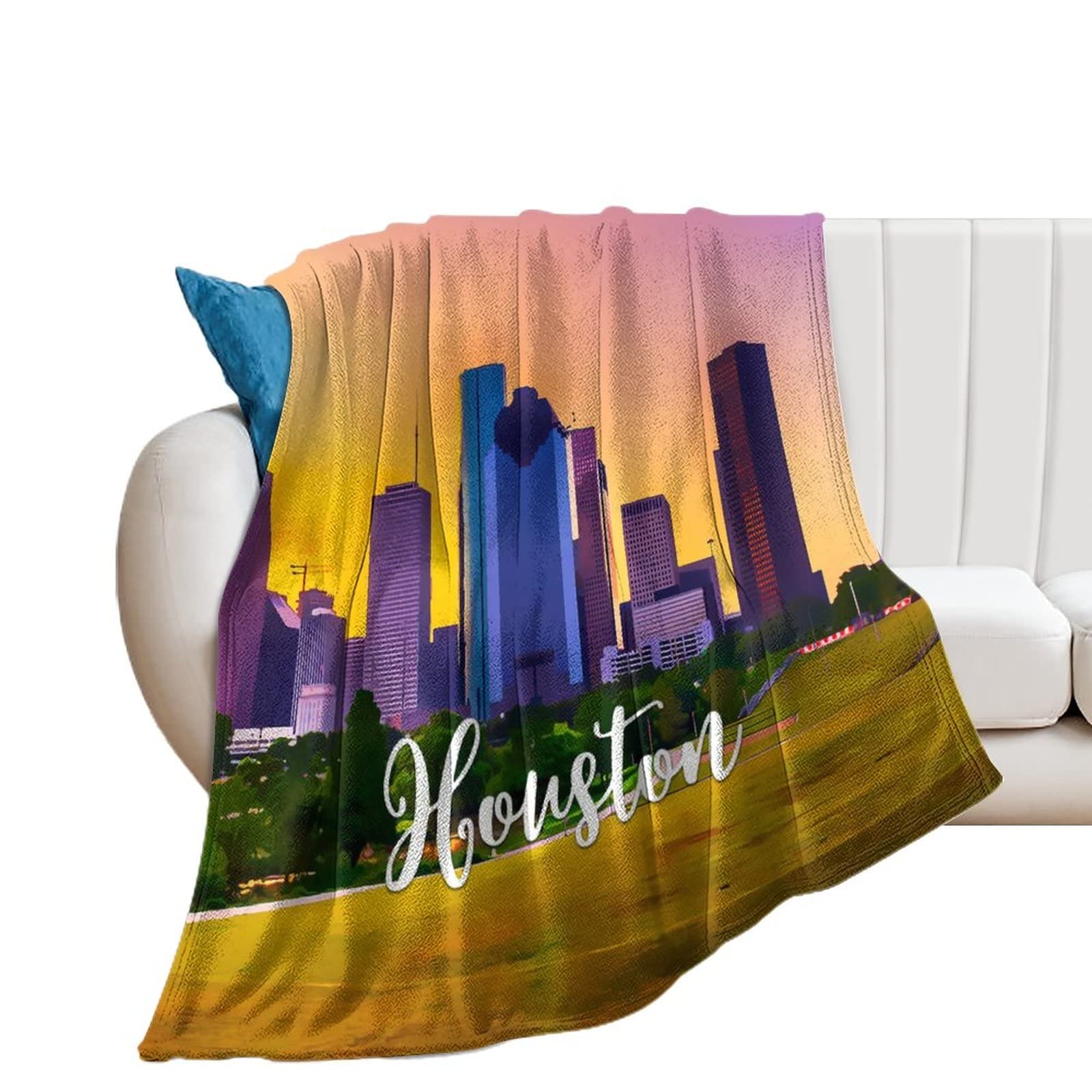 Couverture polaire flanelle douce Houston Covers anti courant d'air pour voyage et canapé 76cm