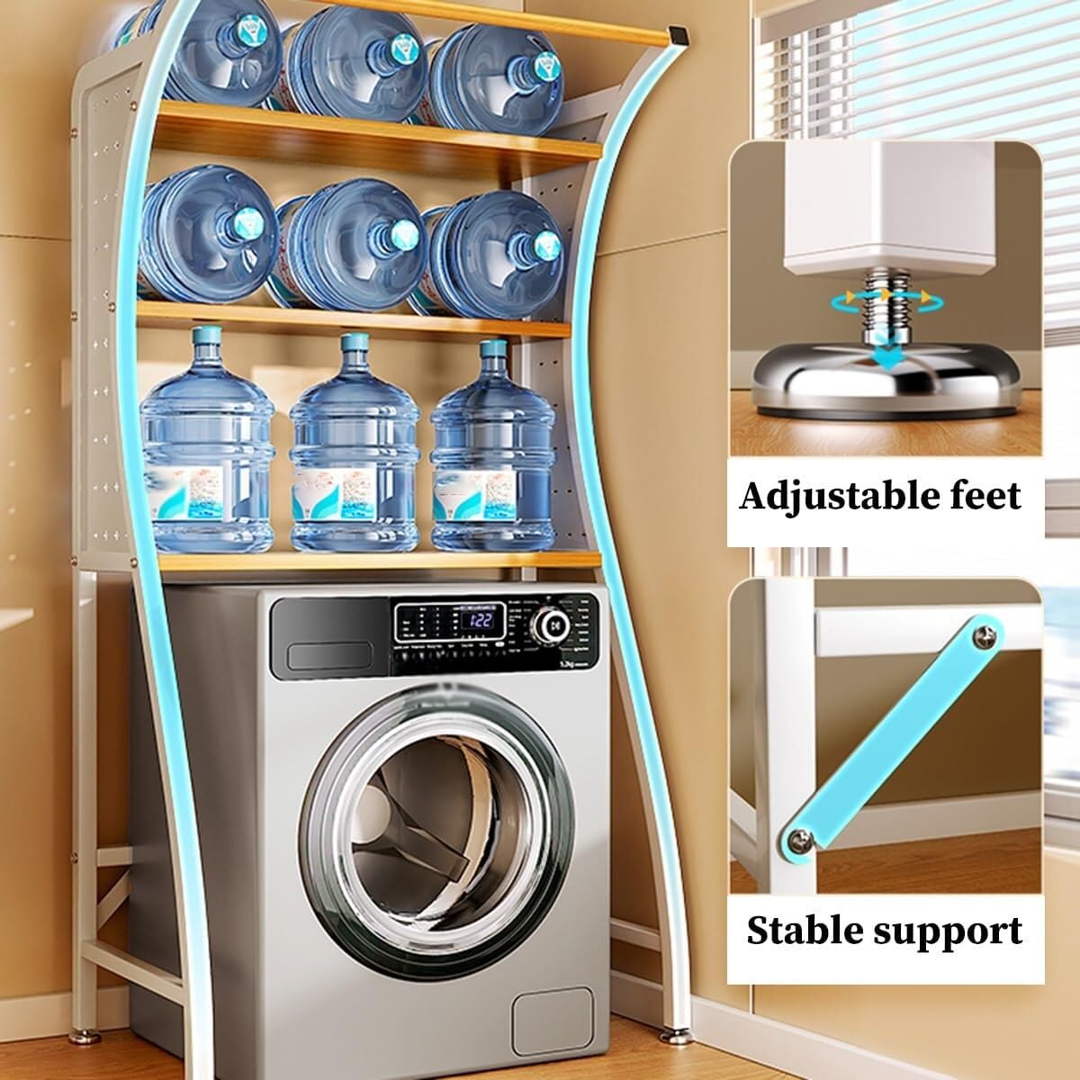 Estante de almacenamiento rústico de 3 niveles sobre el inodoro, de metal y madera con ganchos, estante que ahorra espacio para artículos de tocador y decoración, ideal para baños pequeños