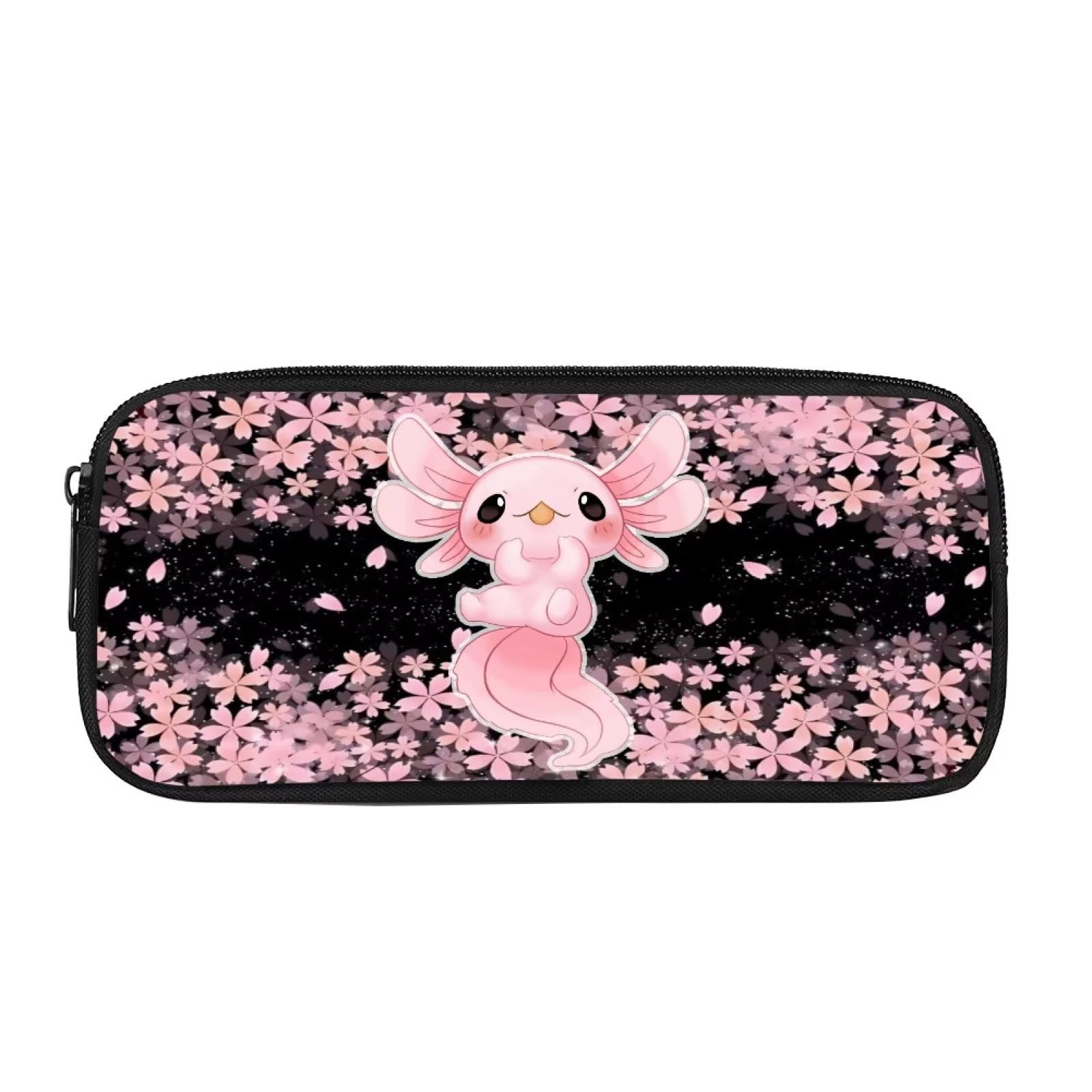 HUIACONG Astuccio per matite per bambini, astuccio per matite estetico, grande capacità, Axolotl ai fiori di ciliegio, Taglia unica, Astuccio