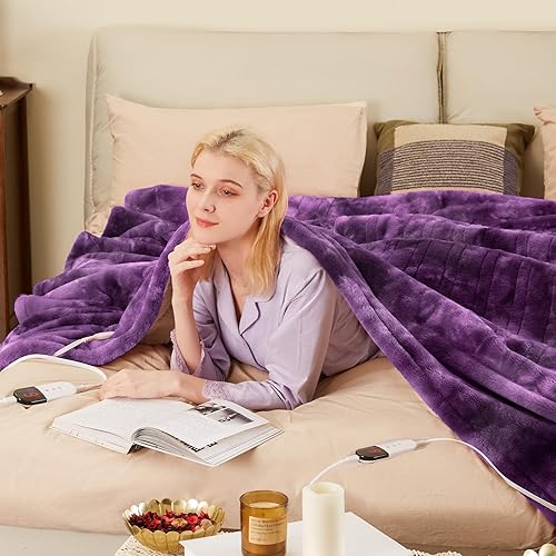 Miniatura 10 de MAXEVE Manta eléctrica de piel sintética de conejo con 6 niveles de calefacción y apagado automático de 4 horas, calentamiento rápido, cálida,