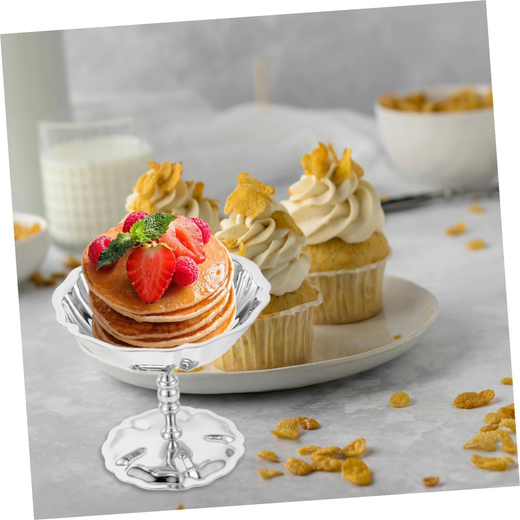 Ciotola per Gelato in Acciaio Inox Piedini Alti per Budini Mousse e Snack Contenitore da Portata in Adatto Dessert Freddi e Caldi Facile da Pulire e Utilizzabile Quotidianamente
