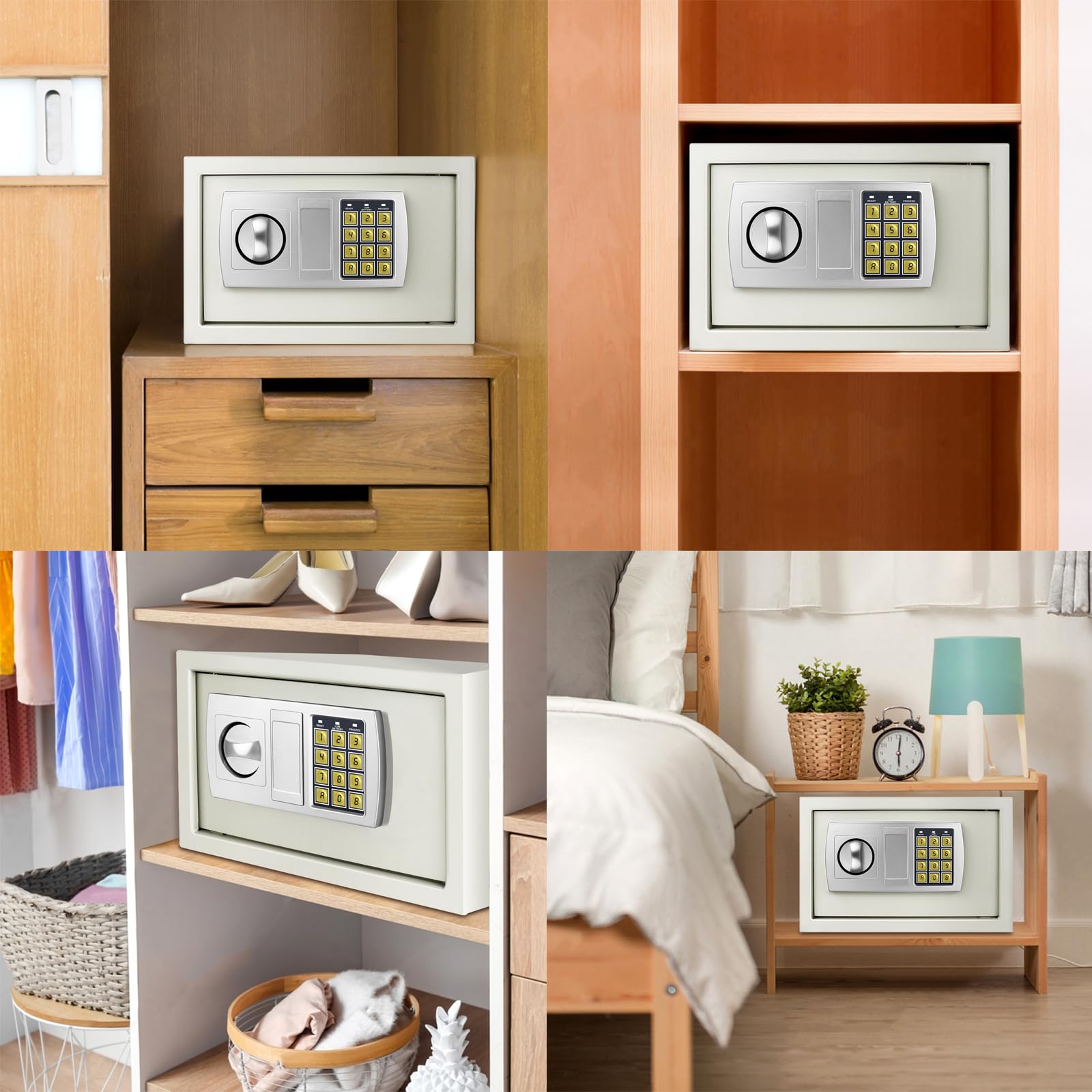 Caja Fuerte para El Hogar, Caja Fuerte De Alta Seguridad, Caja Fuerte Electrónica De 4,6 L, Pequeña Caja Fuerte Digital para Oficina En Casa con Teclado Digital Y 2 Llav,White-8.5 L