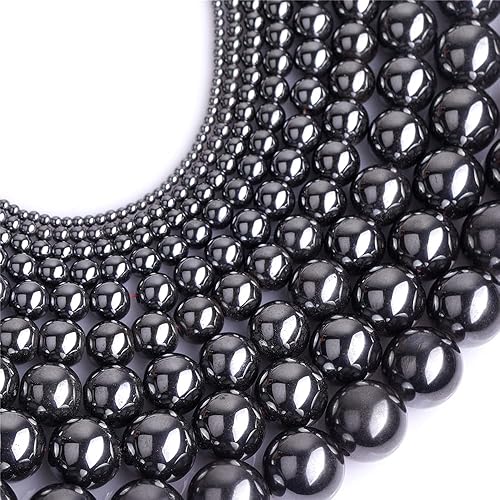 Miniatura 26 de JOE FOREMAN Cuentas de hematita negra de 0.157 in para hacer joyas, piedras preciosas naturales semipreciosas, redondas de 15 pulgadas