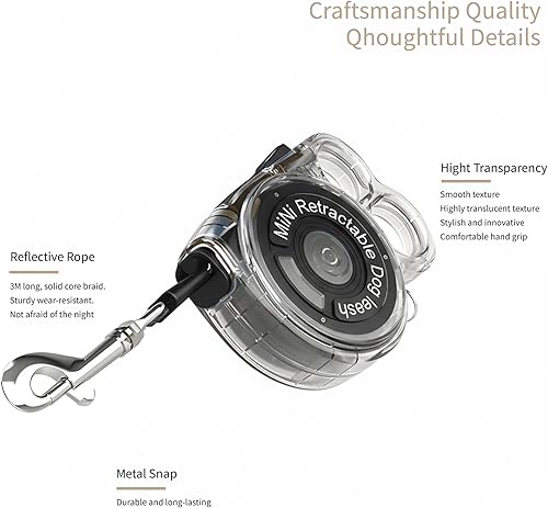 Miniatura 5 de Correa retráctil para perro de 10 pies sin enredos con freno manual y carcasa transparente, para perros pequeños, ligera y fácil de usar para niños