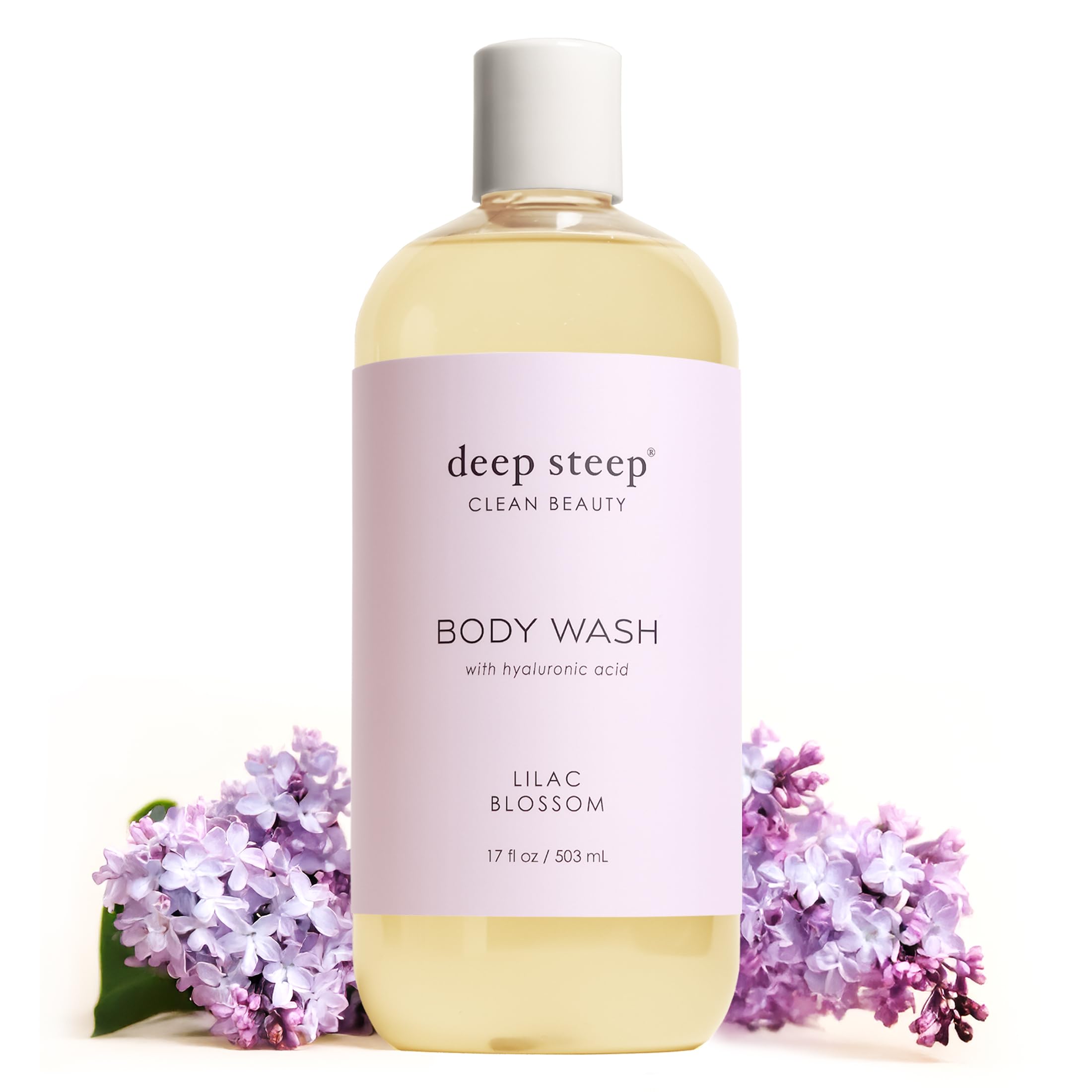 Deep Steep Lilac Blossom Body Wash, Hydrating Shower Gel with Hyaluronic Acid & Shea Butter for Sensitive Skin, Bodywash for Women & Men, 17 Fl Oz, 1-