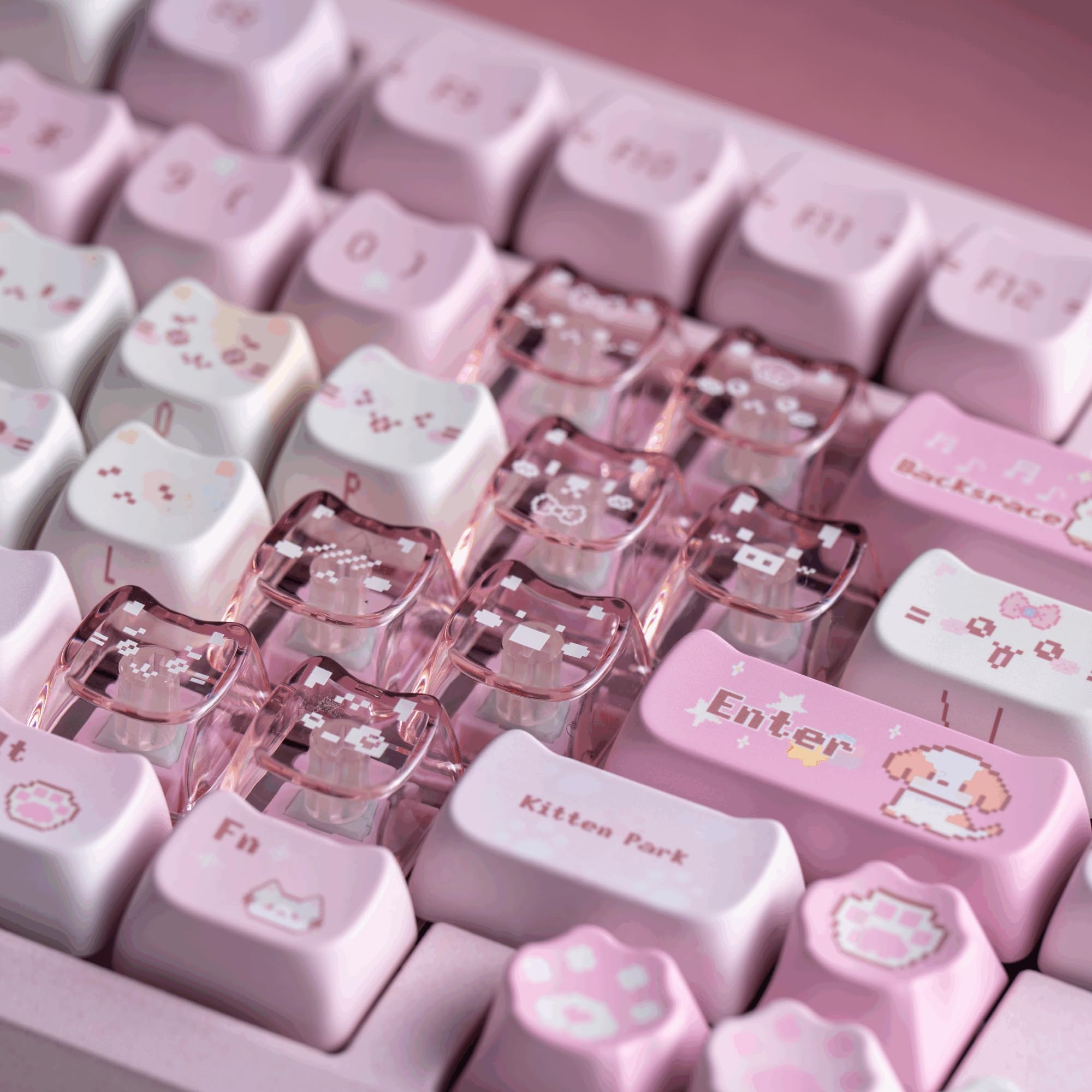 Mao Height Cat Shape Theme keycaps PBT keycaps Customized keycap Set Suitable for 61/87/104/108 Cherry MX Switch and Other Mechanical Keyboards (): Pixel Meow