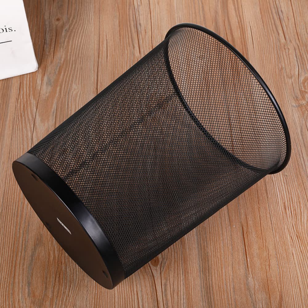 Jonzzy Papeleras Oficina Negra Metálica - 28 X 26,5 X 22 cm - Papelera Escritorio Para Oficina O Casa De Rejilla De Metal, Papelera Negra Para Mesa De Trabajo - 13 L De Capacidad (1)