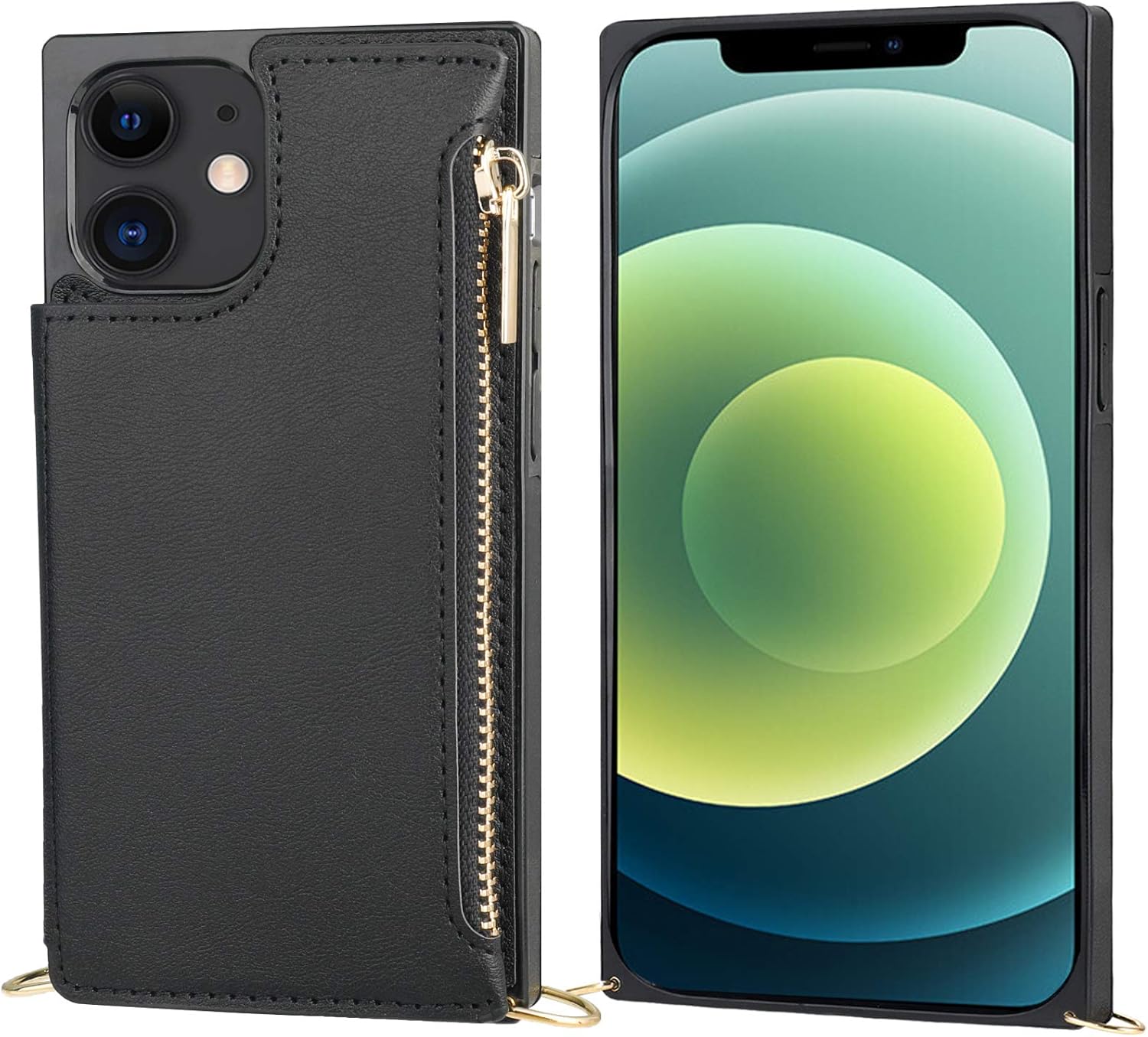 Bocasal Crossbody Wallet Case for iPhone 12 Mini with Card Holder,Zipper Card Slot Protector Shockproof Purse Cover with Removable Cross Body Strap 5.4 Inch(Black) - Image 5