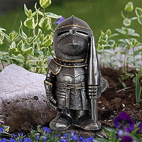 Miniatura 5 de Decoraciones de gnomos de jardín, figuras de estatua de caballero medieval, templario, cruzado, armadura de guardia, patio, césped, decoración