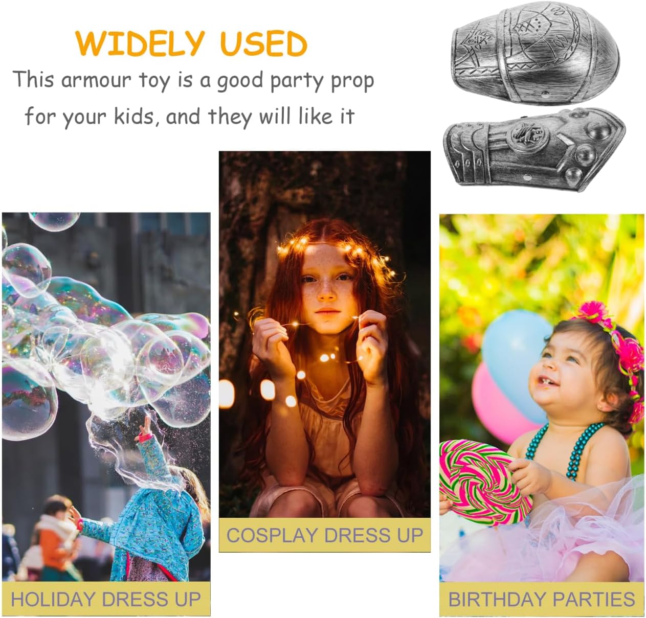 Kids Roman Armour Shoulder Guards and Arm Plates - Lightweight Plastic Cosplay Costume Accessory for Children S Role Playing and Theme Parties Silver - Image 9