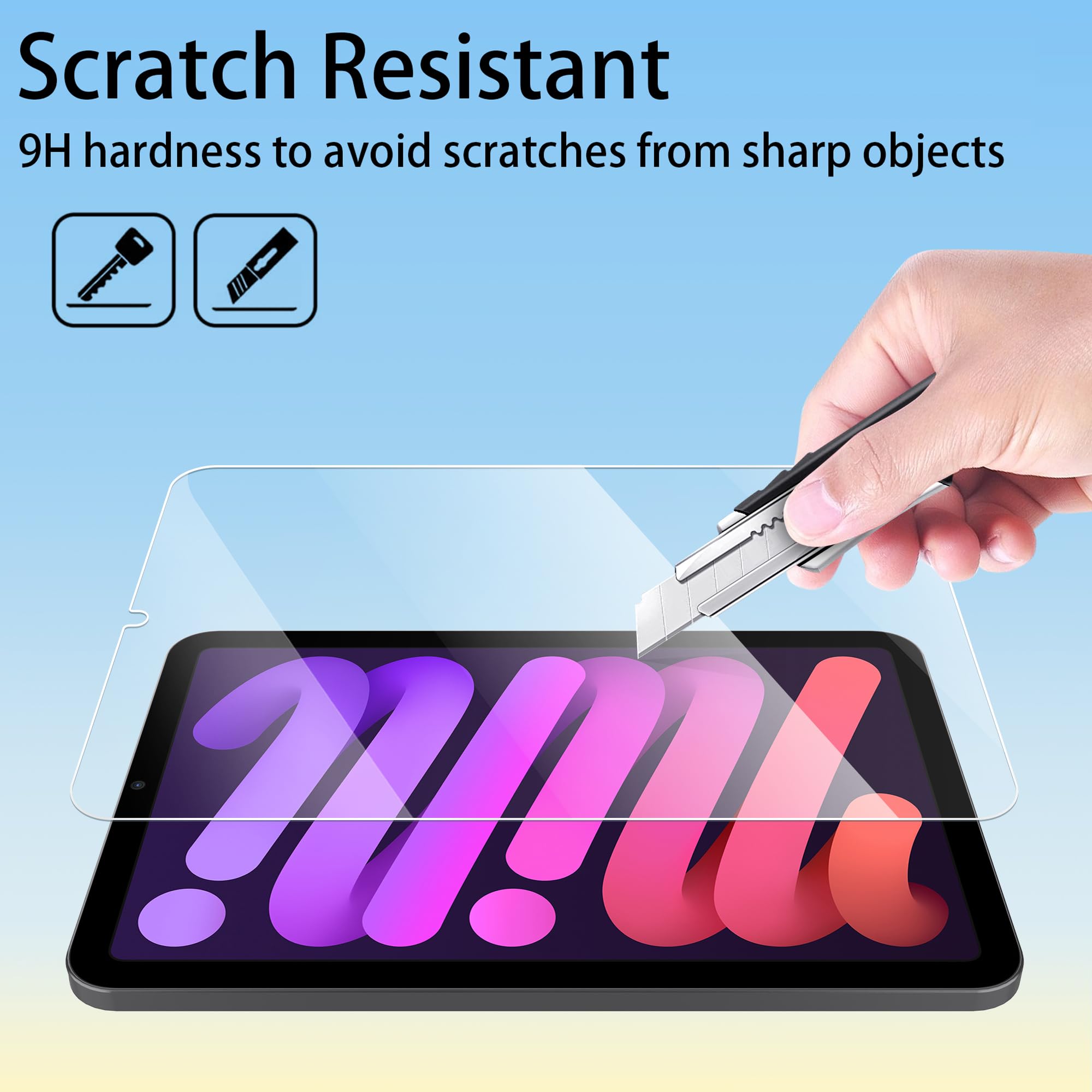 4youquality [2 Pezzi] Vetro Temperato Per IPad Mini 7 (2024) E IPad Mini 6 (2021) 8,3'' | Antigraffio 9H Con Kit Di Applicazione