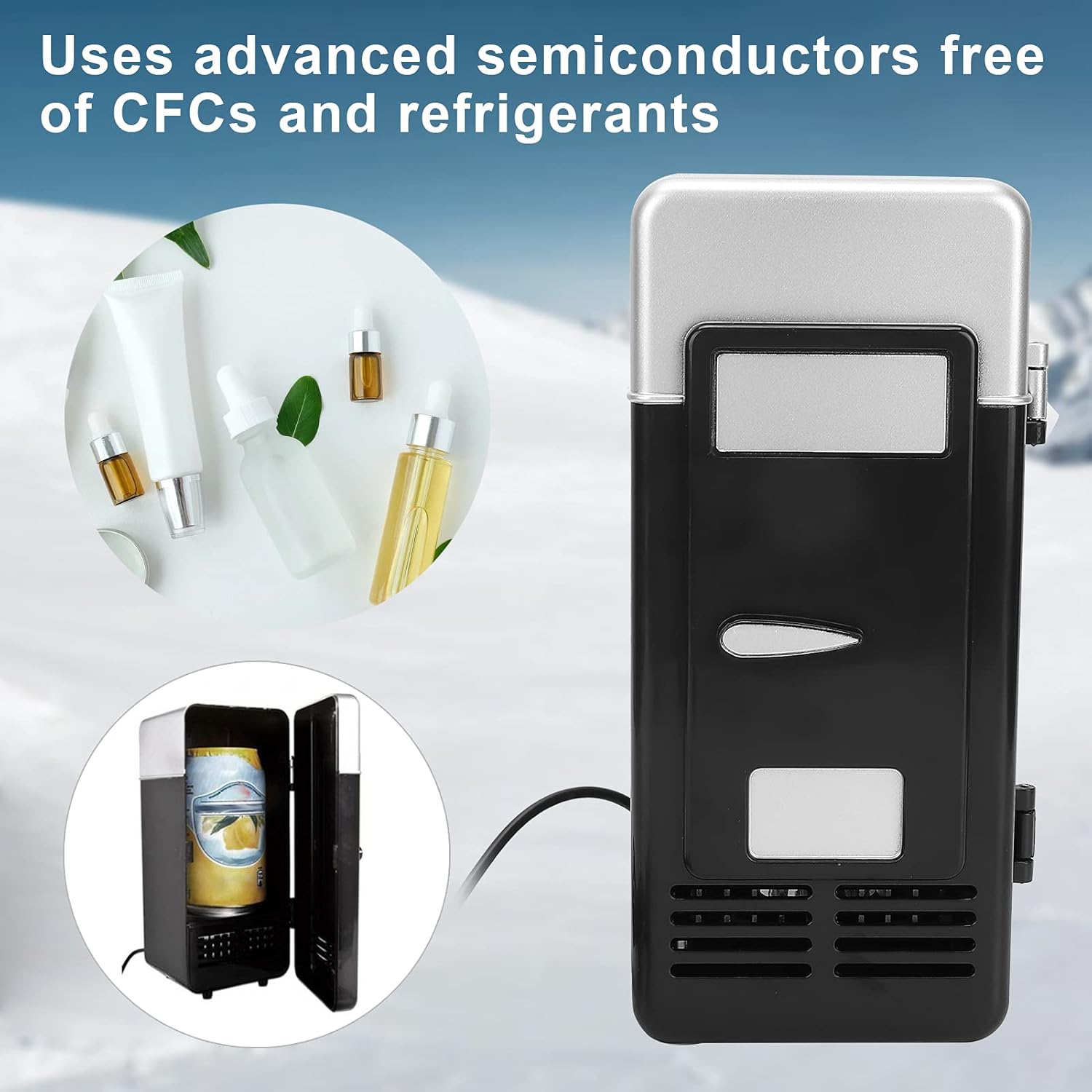 Small Refrigerator, Mini USB Fridge Compact Cooler Foods Skin Care Product Storage Small Refrigerator