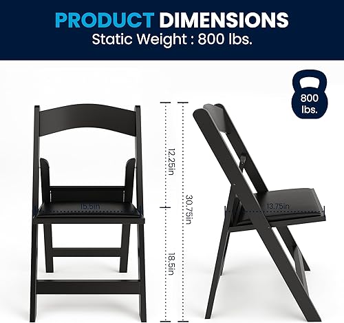 Miniatura 2 de Flash Furniture Hercules™ Series Silla plegable, de resina negra, paquete de 2, capacidad de peso de 1,000 lbs, ligera y cómoda para eventos Negro