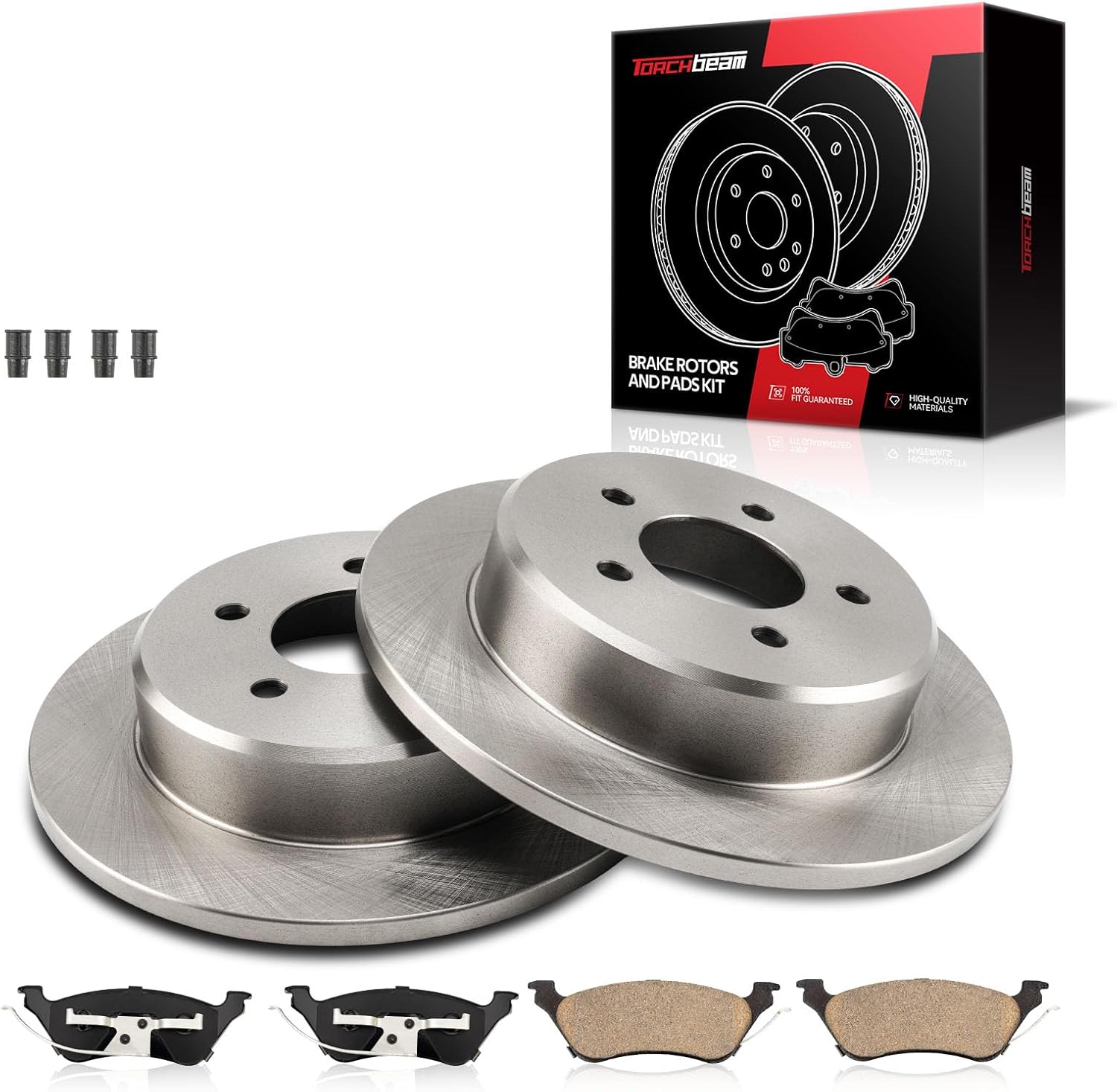 Torchbeam Rear Brakes and Rotors Kit Brake Pads Brake Rotors and Pads for Chrysler 2004-2007 Town & Country 3.8L, Dodge 2001-2003 2005-2006 Grand Caravan 3.3L,Brake Rotors + Ceramic Pads Kit