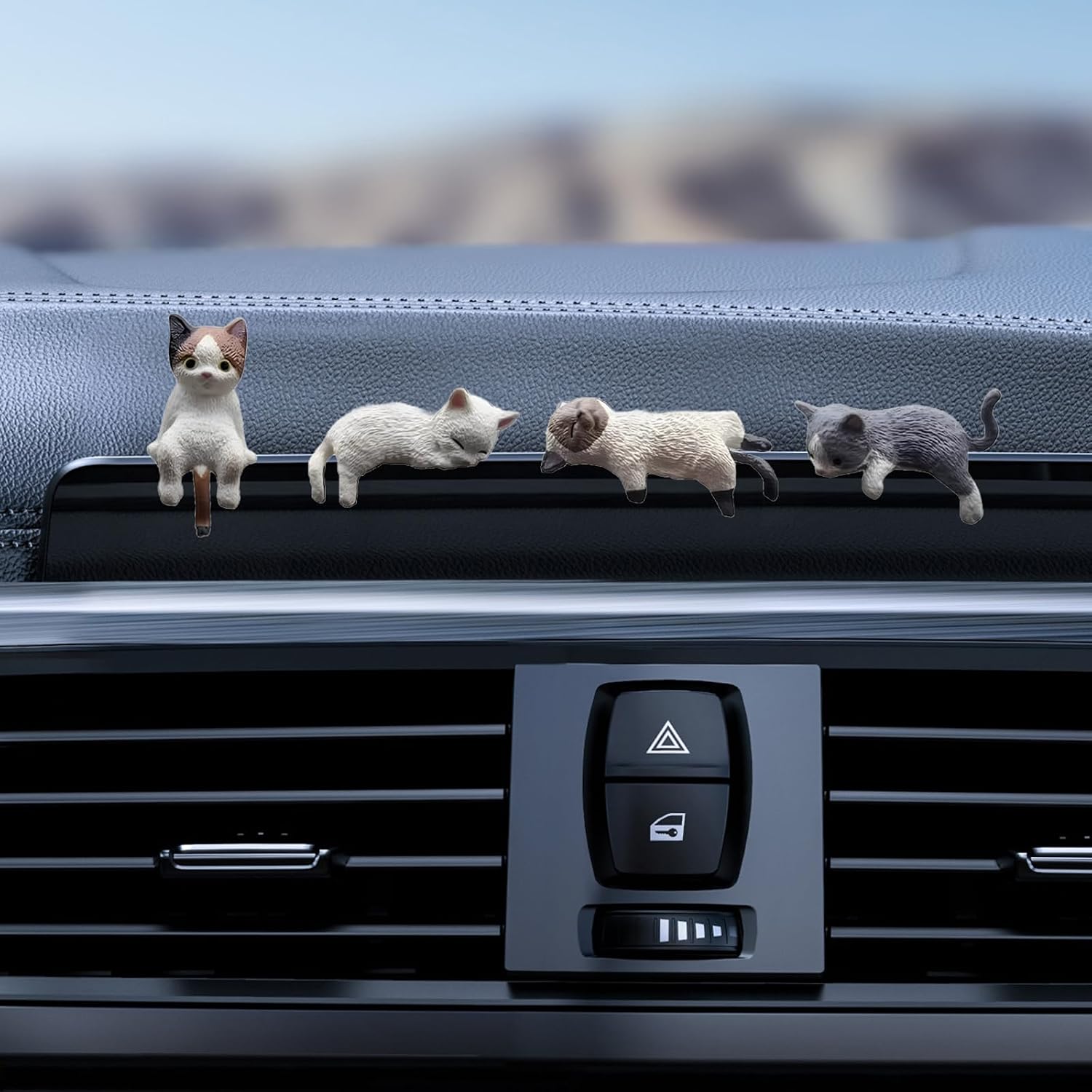 4 Pieces Of Cat Car Dashboard Accessories Decor, Suitable For Computer Monitor Decoration, Desktop Decoration, Car Rearview Mirror, With Traceless Glue, Cute Shape.