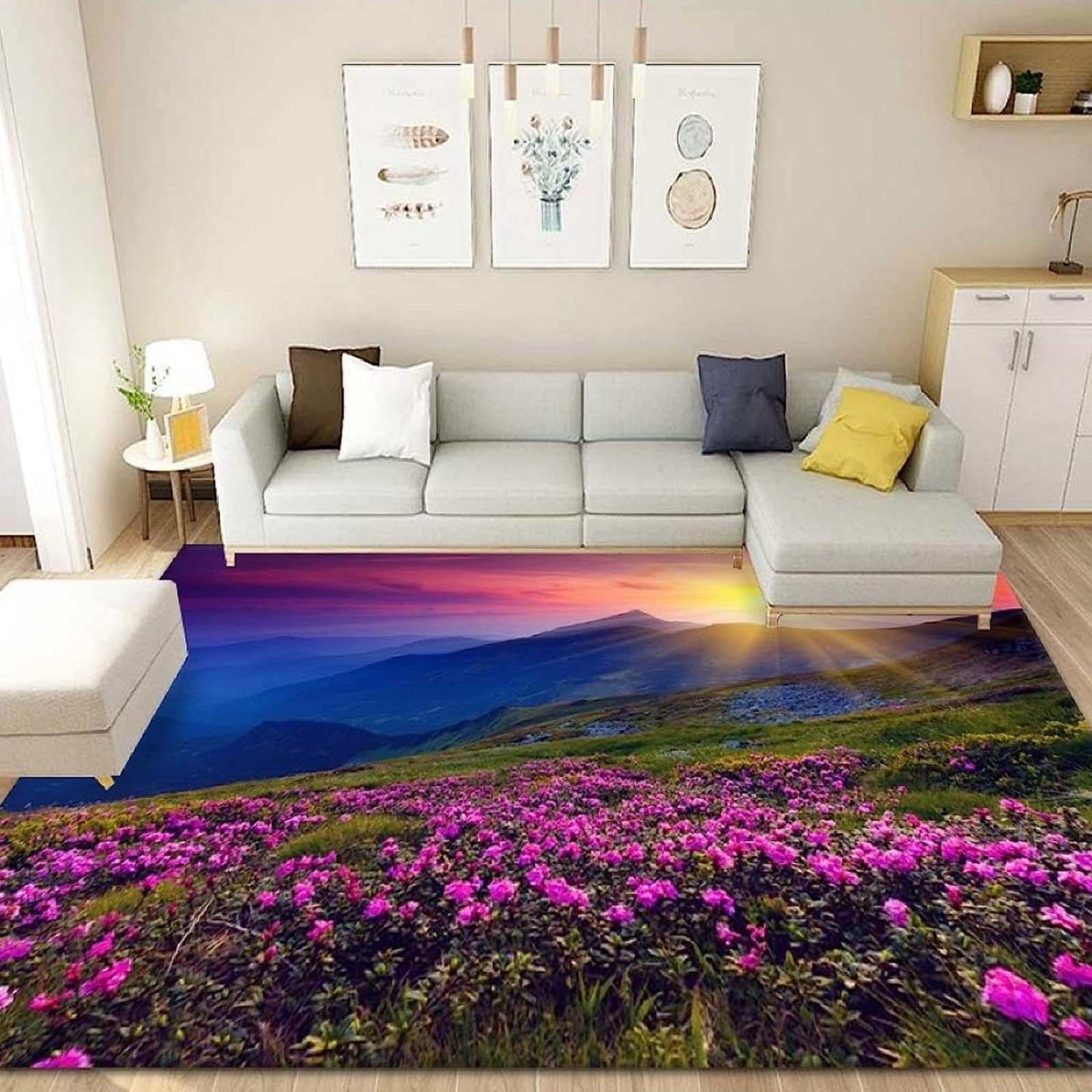 Tapis salon lavable antidérapant idéal pour masquer les taches et l'usure