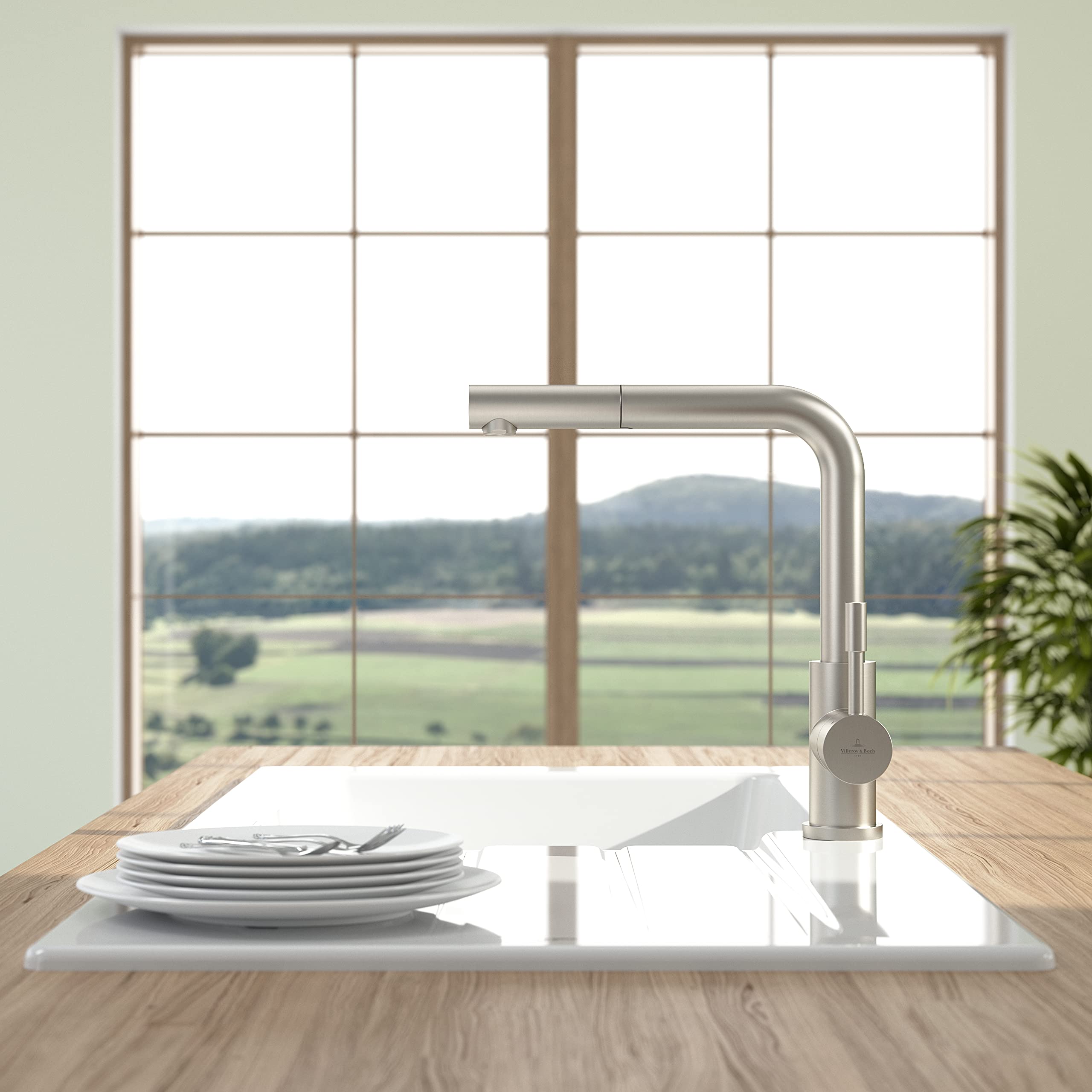 Villeroy & Boch Steel Shower Bateria Zlewozmywakowa, Srebrny, 27.5 x 4.5 x 30.5 cm