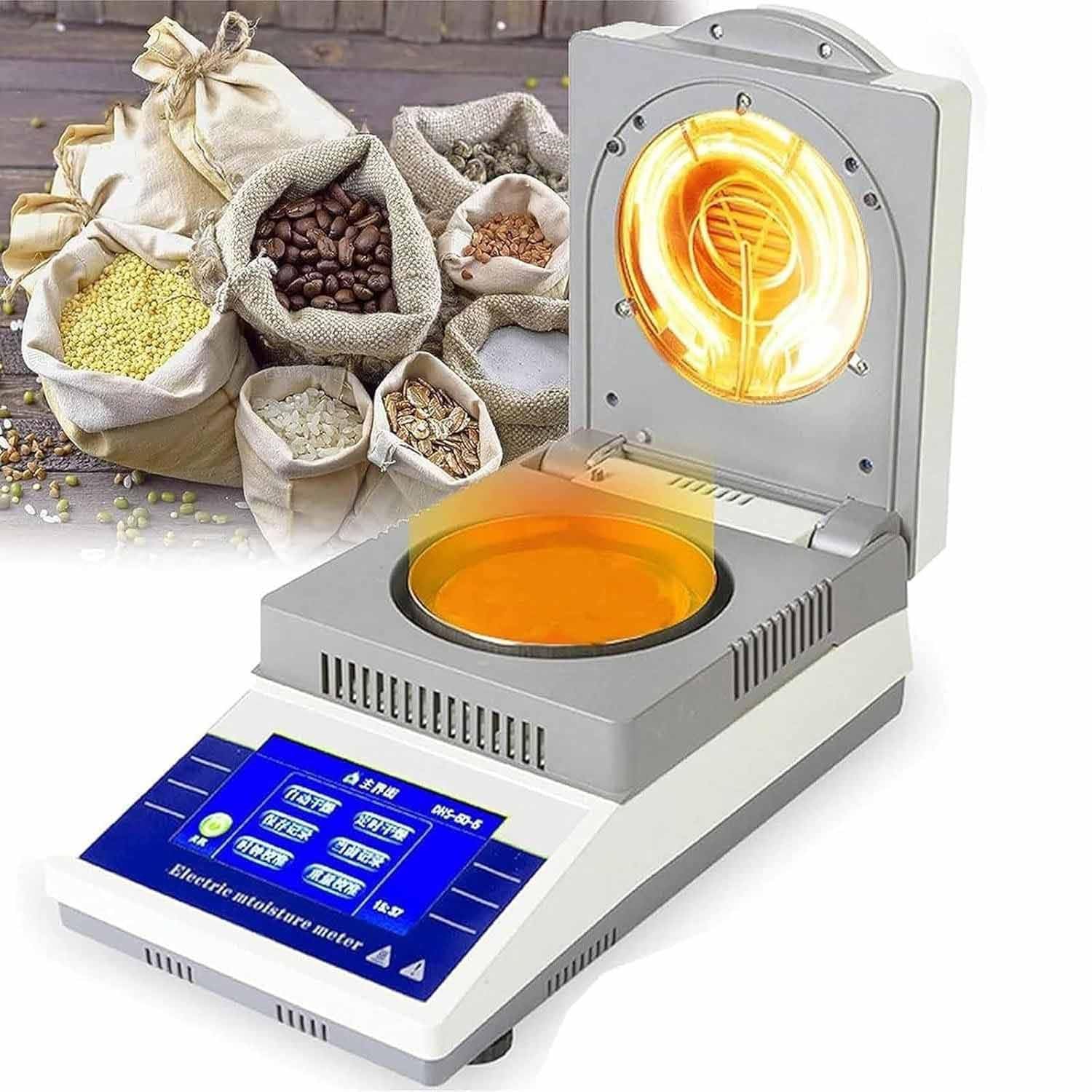 Medidor de Humedad halógeno portátil con Calentamiento y Secado rápidos y precisos (60-160 °C) para análisis rápidos de Humedad en Alimentos, Plantas y Materiales de construcción. SH-10A