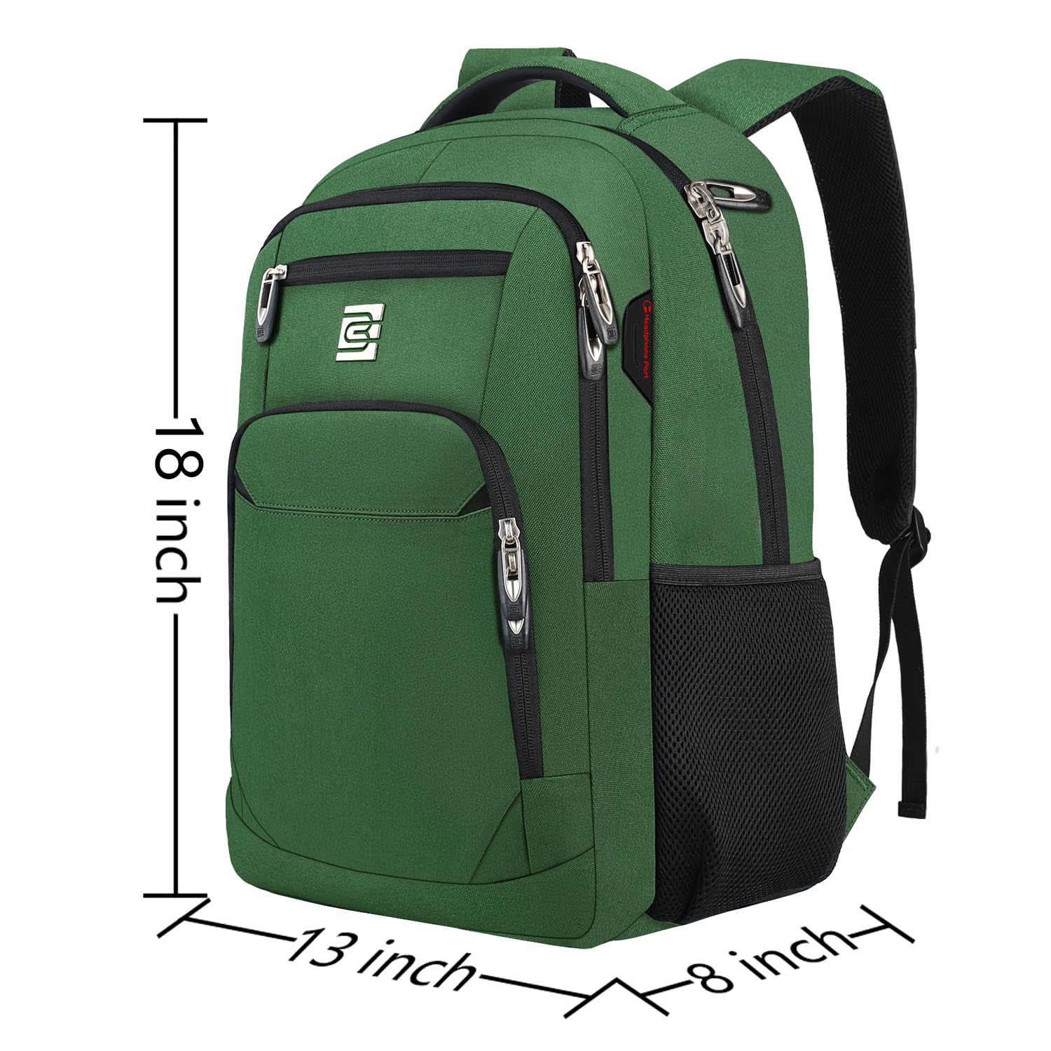 Volher Laptop Backpack,Business Travel Anti Theft Slim Durable Laptops Backpack with USB Charging Port,Water Resistant College Computer Bag for Women & Men Fits 15.6 Inch Laptop and Notebook-Green