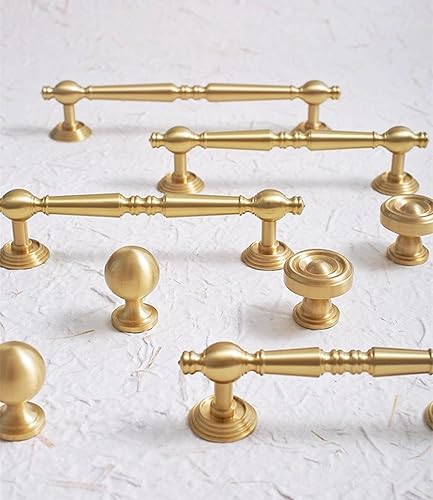 Tirador de latón cepillado de 3.75 pulgadas para pomos de cajón de cobre, herrajes dorados para manijas de tocador (agujero a agujero de 3-34