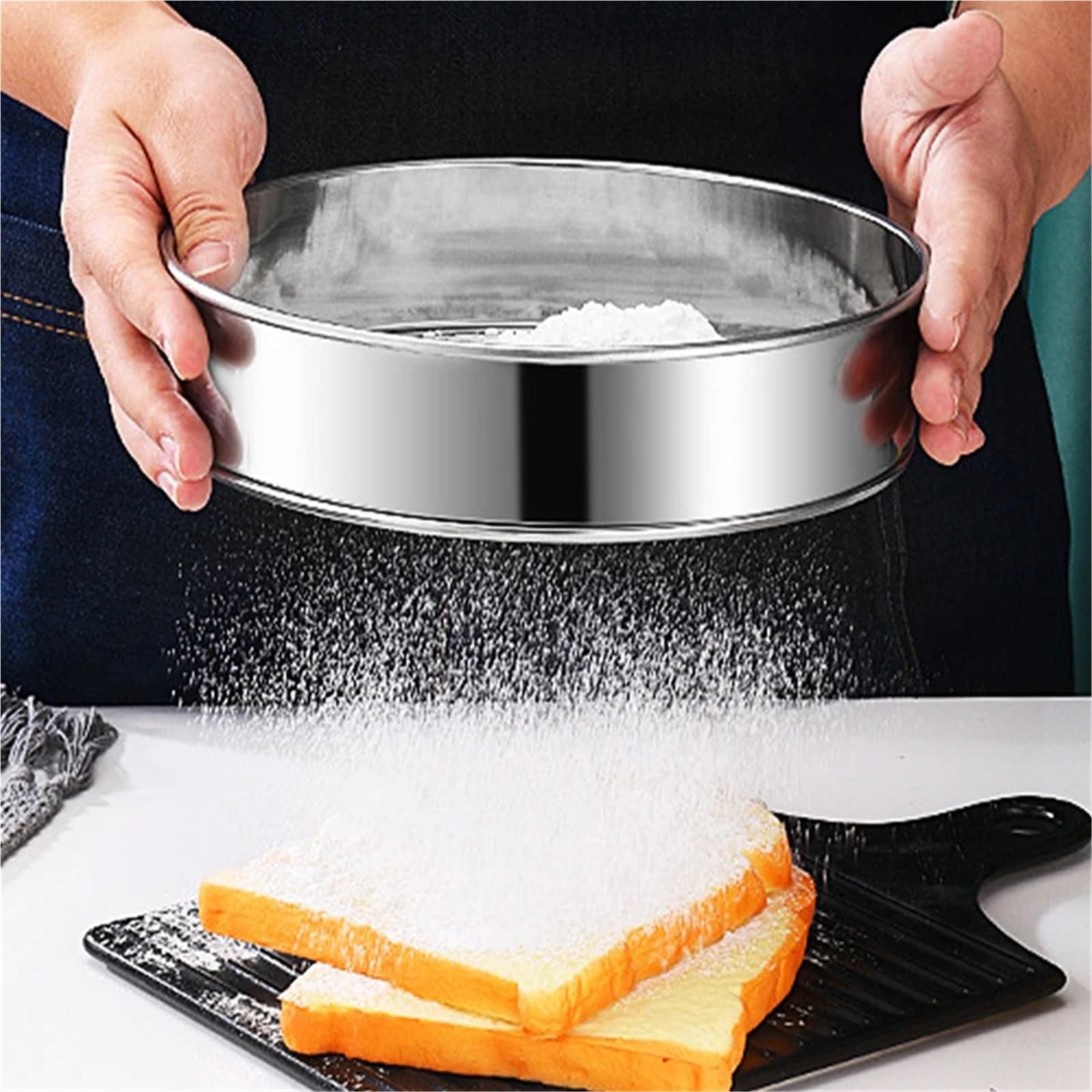 4 unids/Set tamiz de harina Redondo Profesional Acero Inoxidable 40/60 Malla Fina Filtro Multifuncional Herramienta pastelería for Hornear para Hogar Cocina