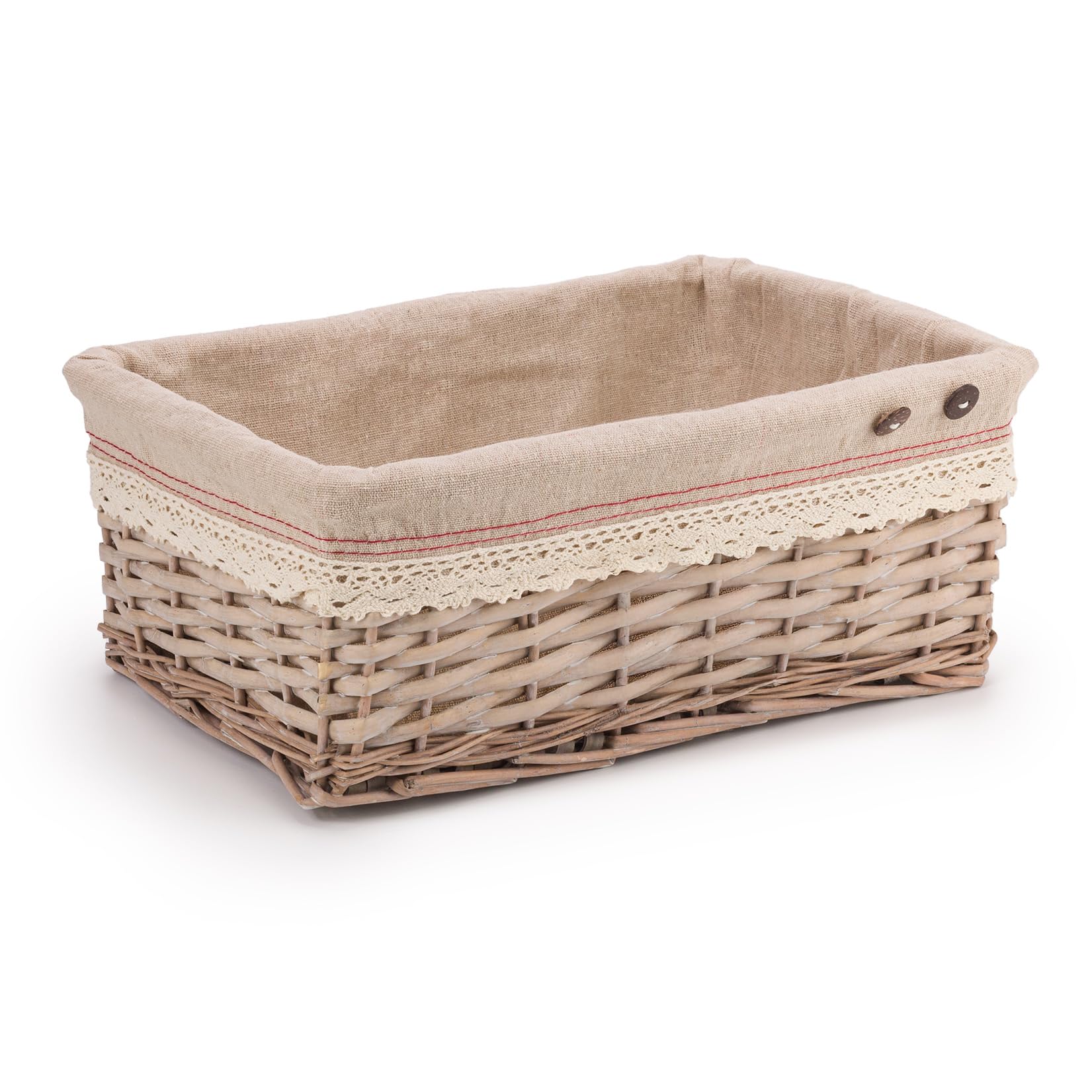 Woodluv Storage Baskets, Storage baskets for shelves Woven, Wicker Storage Boxes Medium, Storage Organiser Basket 38 x 25 x 15 (H) cm