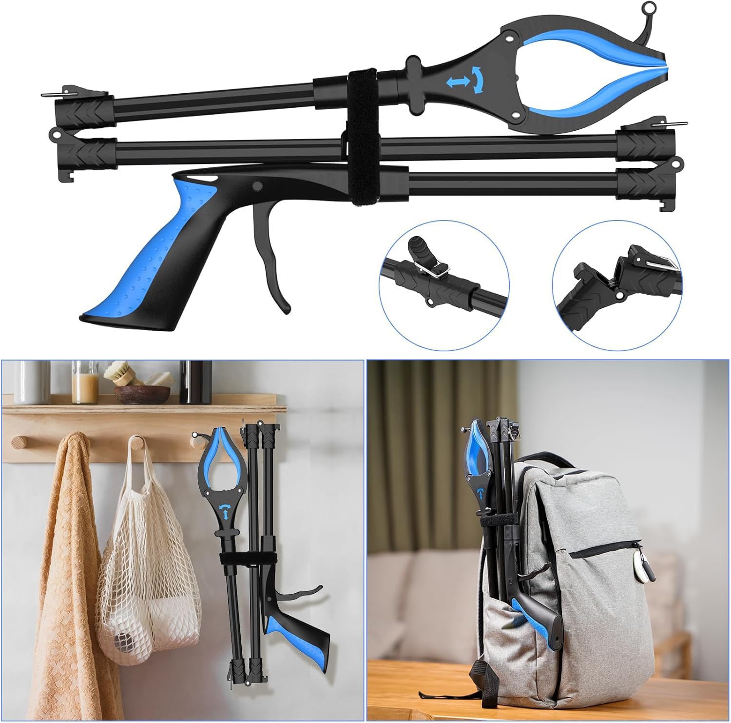 Szczypce chwytające dla seniorów, 95 cm – uchwyt z magnesem, aluminiowy chwytak do Rubbish, obrotowa głowica, antypoślizgowy uchwyt, idealne do gospodarstwa domowego, ogrodu, zbierania śmieci