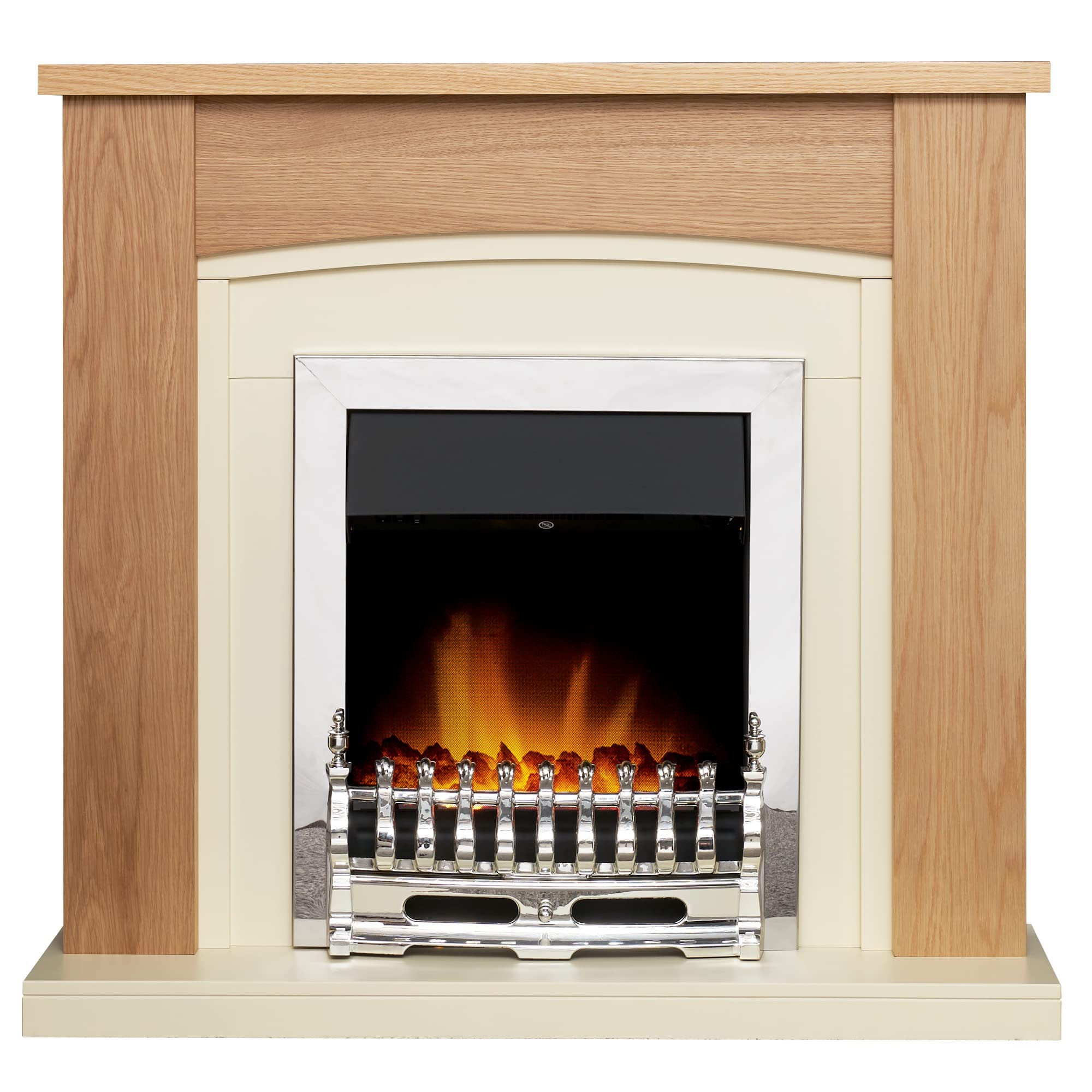 Adam Cream Chilton Fireplace In Oak & With Blenheim Electric Fire In Chrome, Inch Size 39